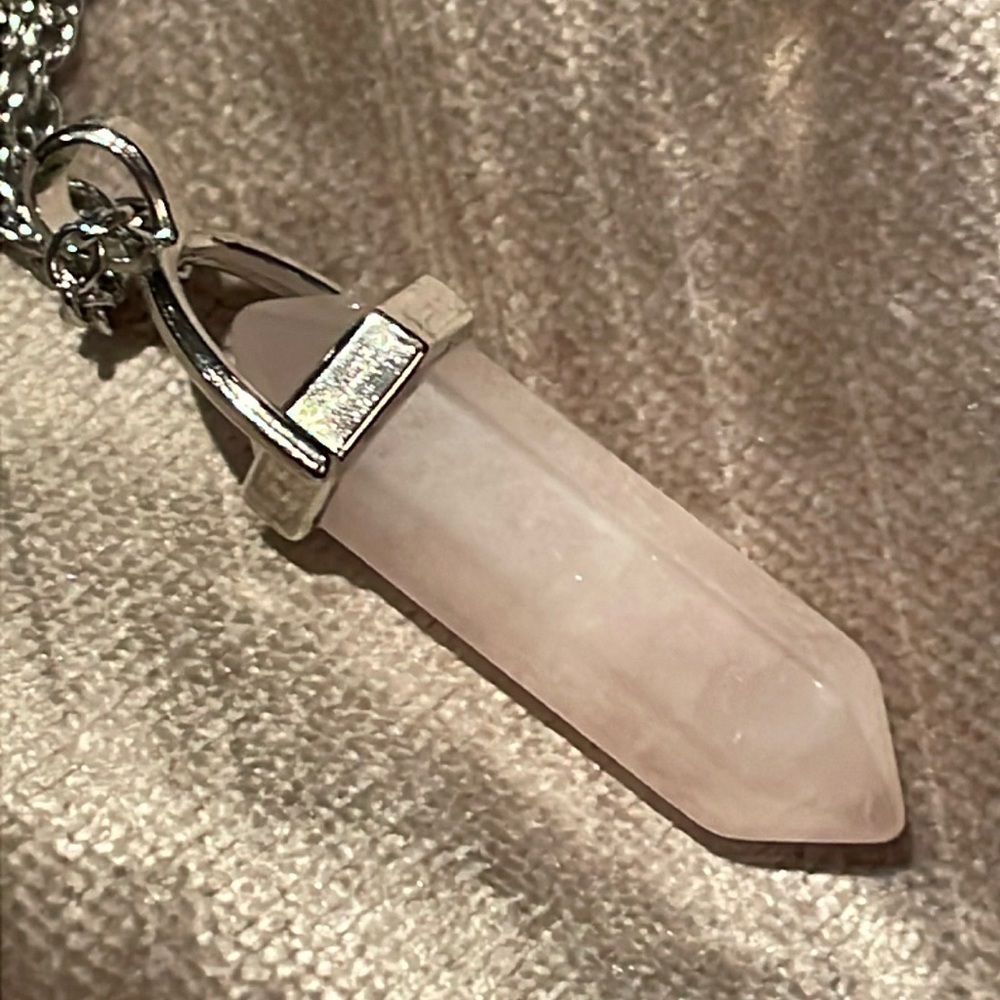 Rose Quartz Bullet Crystal Necklace